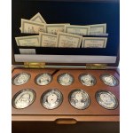 Zestaw 9 srebrnych monet, 1 dolar,