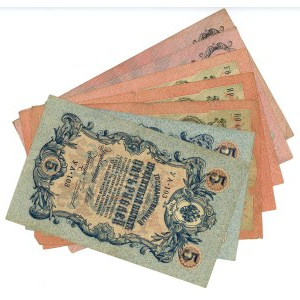 Rosja, 5, 10 oraz 25 rubli 1909, zestaw 7 sztuk