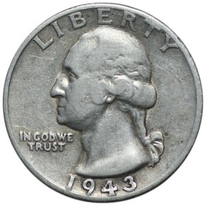 USA, 1/4 dollar 1943, Washington quarter dollar