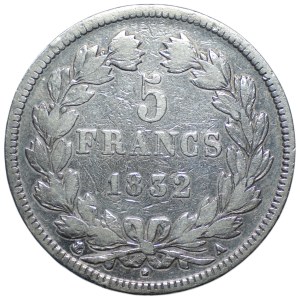 France, 5 francs 1832, A, Louis Philippe I