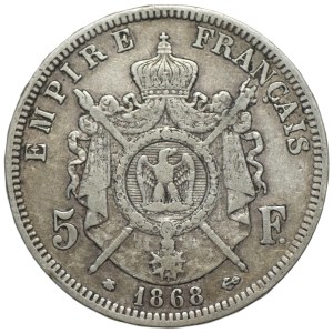 Francja, 5 franków 1868, A, Napoleon III