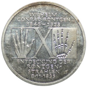 Germany, 10 marks 1995, 150th anniversary of the birth of Wilhelm Conrad Röntgen