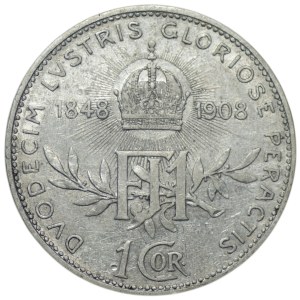 Austria, 1 crown 1908, 60th anniversary of reign