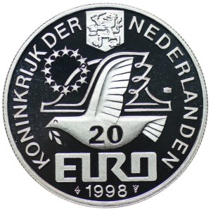 Holandia, 20 euro 1998, 400. rocznica Narodziny Maartena Harpertsza Trompa