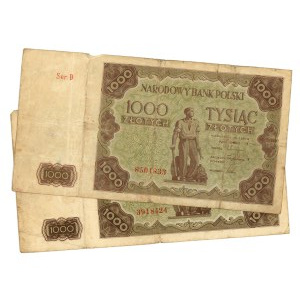 1 000 zlotých 1947, série D, G, sada 2 kusů