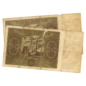1 000 zlotých 1947, série D, G, sada 2 kusů