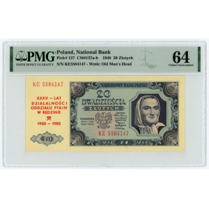 20 zl. 1948, série KE s příležitostným přetiskem, PMG 64
