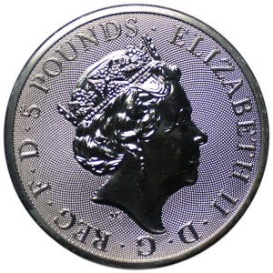 Vereinigtes Königreich, £5 2021, Beasts of the Queen, letzte Münze der Serie