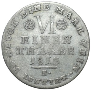 Westphalia, Jerome Napoleon, 1/6 thaler 1813 B,