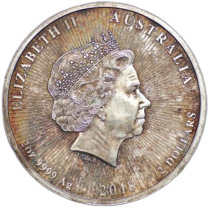 Australia, $2 2018, Ag 999, 2 oz, Next Generation - Koala with puppy
