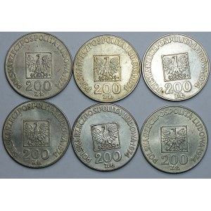 200 zlotých 1974, 30 let Polské lidové republiky, sada 6 kusů
