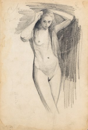Emilia KNAUSÓWNA (1883-1924), Akt kobiety stojącej z rękami uniesionymi nad głowę