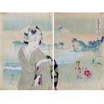 Toyohara Chikanobu (1838-1912), Beauty on the Beach, from the series: Beautiful Women and Famous Views, Japan, 1898.