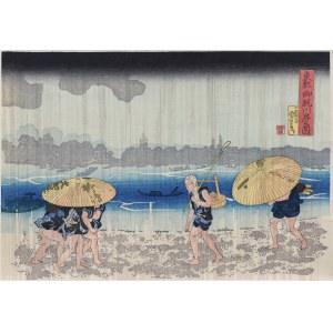 Utagawa Kuniyoshi (1797-1861), View of the Onmaya waterfront in the eastern capital, published by Adachi, Japan, 1950s.