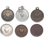 Henri V (1820-1883). Set of 6 medals, Henri duc de Bordeaux, with anchored cross charged with an ND heart (1830-1848).
