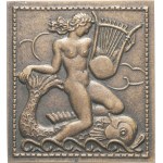 Third Republic (1870-1940). Plaque, muse with lyre riding a ND dolphin.