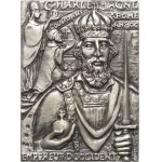 Fifth Republic (1958 to present). Plaque, Charlemagne crowned in Rome in the year 800, Emperor of the West, by M.-P. Quérolle 1973, Paris.