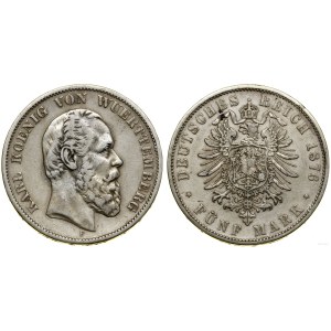 Germany, 5 marks, 1876 F, Stuttgart