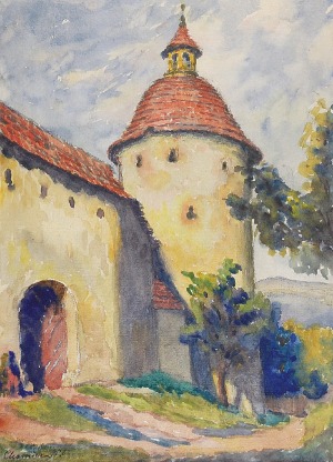 Witold CHOMICZ (1910-1984), Baszta Obronna klasztoru Klarysek w Nowym Sączu, 1952