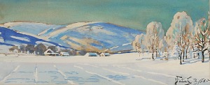 Julian FAŁAT (1853-1929), Pejzaż zimowy z Bystrej, ok. 1920