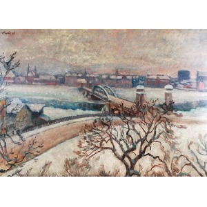 Fryderyk PAUTSCH (1877-1950), Kraków zimą - widok na most, 1925