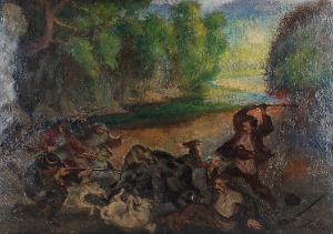 Fryderyk PAUTSCH (1877-1950), Polowanie na dzika, 1907