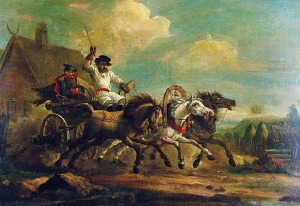 Aleksander ORŁOWSKI (1777-1832) -naśladowca, Powóz z woźnicą i rosyjskim oficerem