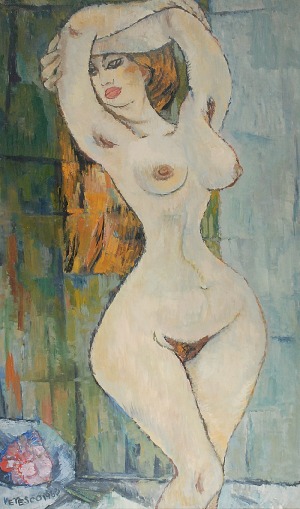 Władysław VETESCO (1911-1976), Akt kobiety z podniesionymi rękami, 1963