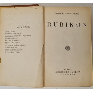 Nowakowski Zygmunt - Rubicon, Warsaw 1935 Dedication by the author to Wojciech Belina Prażmowski