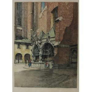 Tanna Hoernes-Kasimir, Vor der St. Barbara-Kirche (aus der Mappe Krakau, 1941)