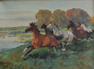 Tadeusz Kokietek, Konie w galopie, 1972
