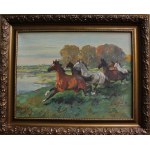 Tadeusz Kokietek, Horses at the gallop, 1972