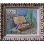 Józef Kowner, Martwa natura z paletą i farbami, 1949