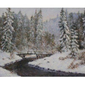 Konstanty Mackiewicz, Paesaggio invernale con ponte