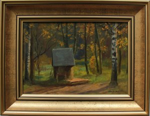 Siergiej Nikiforow, Pejzaż leśny z kapliczką, 1998