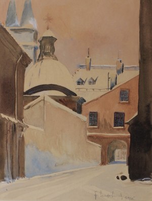 Franciszek Sunderland(I poł.XX w.), Zaułek miejski zimą, 1925