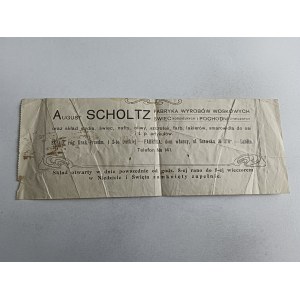 ULOTKA REKLAMA AUGUST SCHOLTZ FABRYKA WYROBÓW WOSKOWYCH ŚWIEC, LUBLIN 1916 R