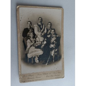 CARDBOARD PHOTO ROYAL FAMILY EMPEROR WILHELM II, PRINCE AUGUST, PRINCESS VICTORIA, PRINCE OSKAR