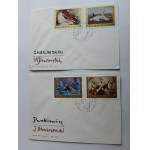 SET OF 2 ENVELOPES POLISH PAINTING PANKIEWICZ MALCZEWSKI CHEŁMOŃSKI ŚLEWIŃSKI, STAMP STAMP STAMP