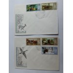 SET OF 2 ENVELOPES HUNTING IN PAINTING, STAMP STAMP STAMP