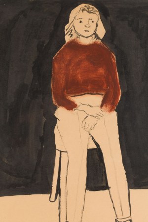 Andrzej Wróblewski (1927 Wilno - 1957 Tatry), Dziewczynka na stołku, lata 50. XX w.