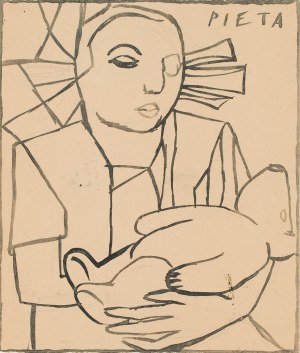 Andrzej Wróblewski (1927 Wilno - 1957 Tatry), Pieta [szkic do Dziewczyny z misiem], przed 1946