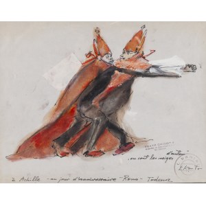 Tadeusz Kantor (1915 Wielopole Skrzyńskie - 1990 Krakau), Skizze für das Theaterstück Ich werde nie wieder hierher zurückkommen