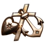 National Mourning (?) Patriotic Brooch - Symbols - Faith, Hope and Love - in gold (?).