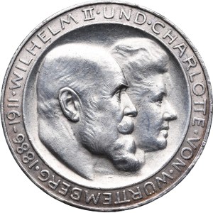 Niemcy, Wirtembergia, Wilhelm II, 3 marki 1911 F, Stuttgart