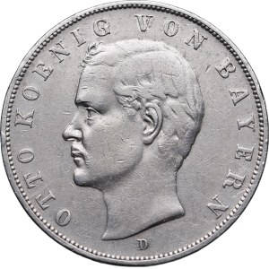 Niemcy, Bawaria, Otto, 3 marki 1908 D, Monachium
