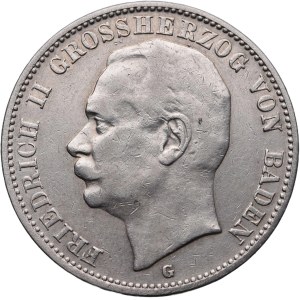 Niemcy, Badenia, Fryderyk II, 3 marki 1909 G, Karlsruhe