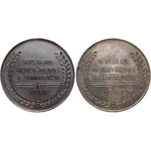 Medal - zestaw medali Wystawa monet, medali i banknotów - Koło Numizmatyczne Cieszyn 1969 (2szt.)