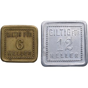 Cieszyn, tram tokens: 6 and 12 heller, 1911–1921 (2 pcs.)