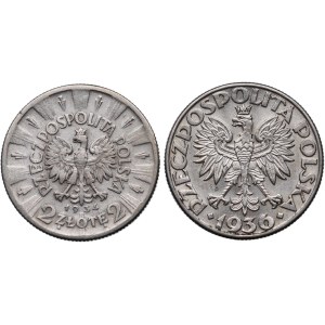 Deuxième République de Pologne, lot de 2 pièces de 1 zloty de 1936 « Voilier » (2 pièces)